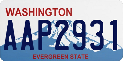 WA license plate AAP2931