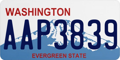 WA license plate AAP3839
