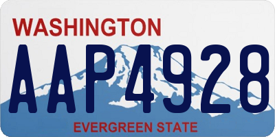 WA license plate AAP4928