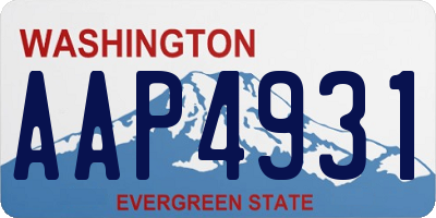 WA license plate AAP4931