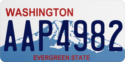 WA license plate AAP4982