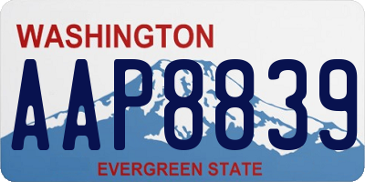 WA license plate AAP8839