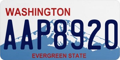 WA license plate AAP8920