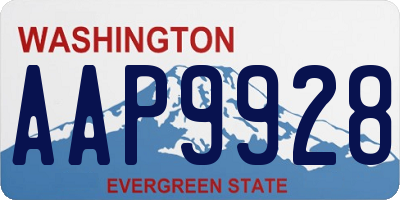 WA license plate AAP9928