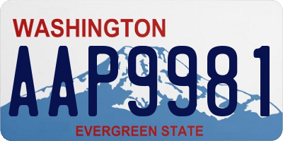 WA license plate AAP9981