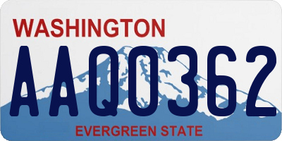 WA license plate AAQ0362