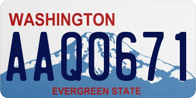 WA license plate AAQ0671