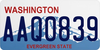 WA license plate AAQ0839