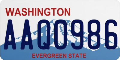 WA license plate AAQ0986