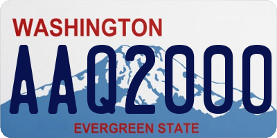 WA license plate AAQ2000