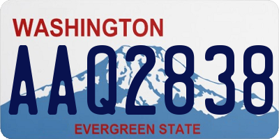 WA license plate AAQ2838