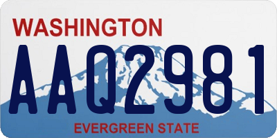 WA license plate AAQ2981