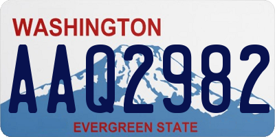 WA license plate AAQ2982