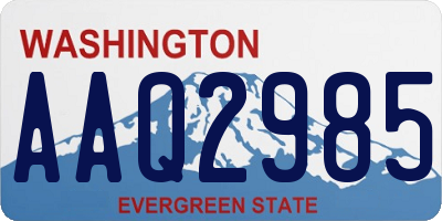 WA license plate AAQ2985