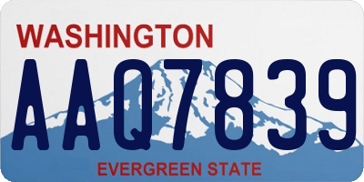 WA license plate AAQ7839