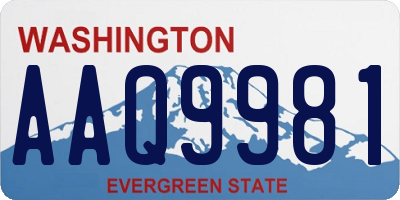 WA license plate AAQ9981