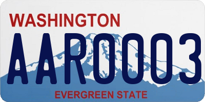 WA license plate AAR0003