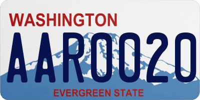 WA license plate AAR0020
