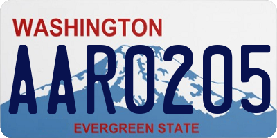 WA license plate AAR0205