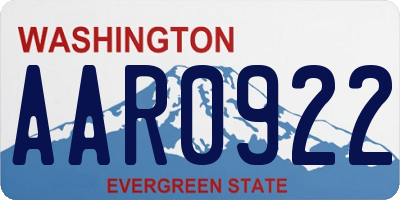 WA license plate AAR0922