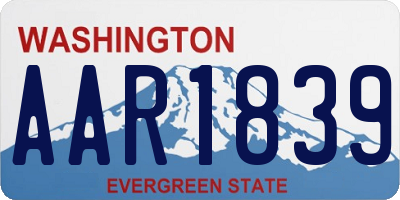 WA license plate AAR1839