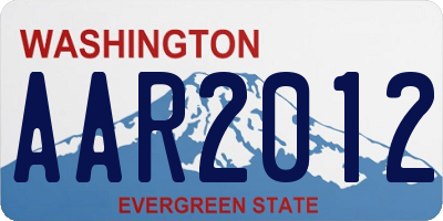 WA license plate AAR2012
