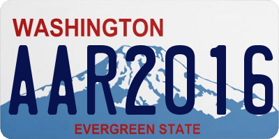 WA license plate AAR2016