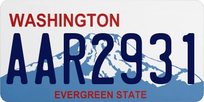 WA license plate AAR2931