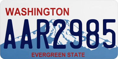 WA license plate AAR2985