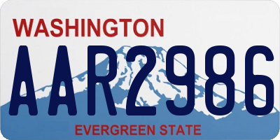 WA license plate AAR2986