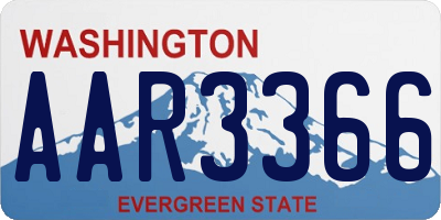 WA license plate AAR3366