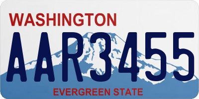 WA license plate AAR3455