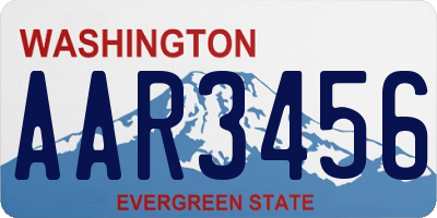 WA license plate AAR3456