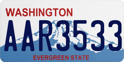 WA license plate AAR3533