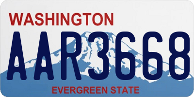 WA license plate AAR3668