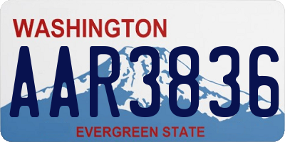WA license plate AAR3836