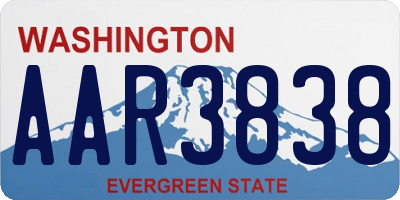 WA license plate AAR3838