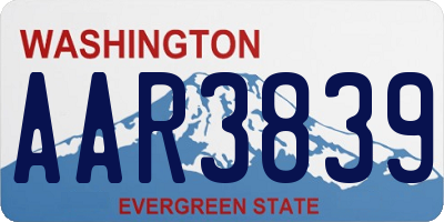 WA license plate AAR3839
