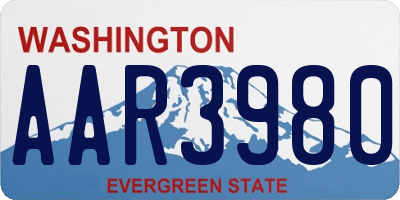 WA license plate AAR3980
