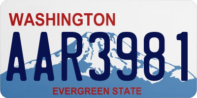 WA license plate AAR3981