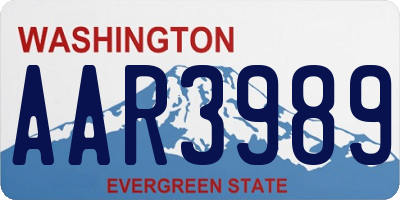 WA license plate AAR3989