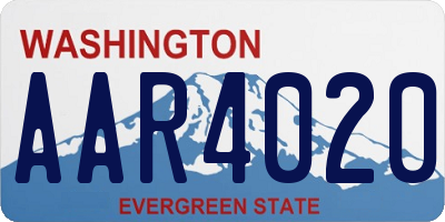 WA license plate AAR4020