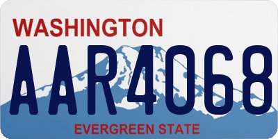 WA license plate AAR4068