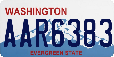 WA license plate AAR6383