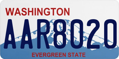 WA license plate AAR8020
