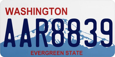 WA license plate AAR8839