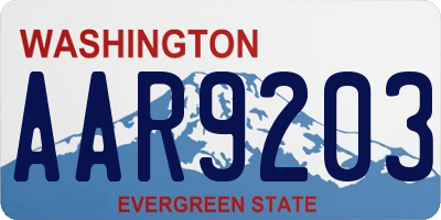 WA license plate AAR9203