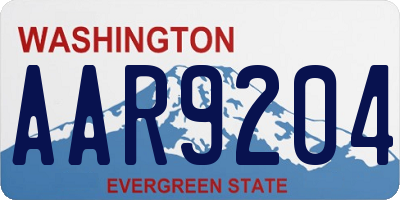 WA license plate AAR9204