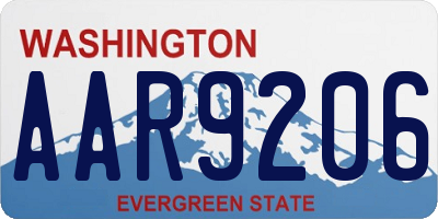WA license plate AAR9206