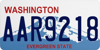 WA license plate AAR9218